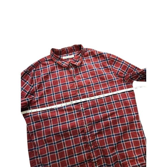 Outerknown Button up Plaid Pocket shirt Men's XL Cotton Longsleeve Collared red - Picture 4 of 9